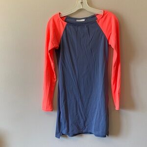 Blue and Pink Long Sleeve Swim Dress